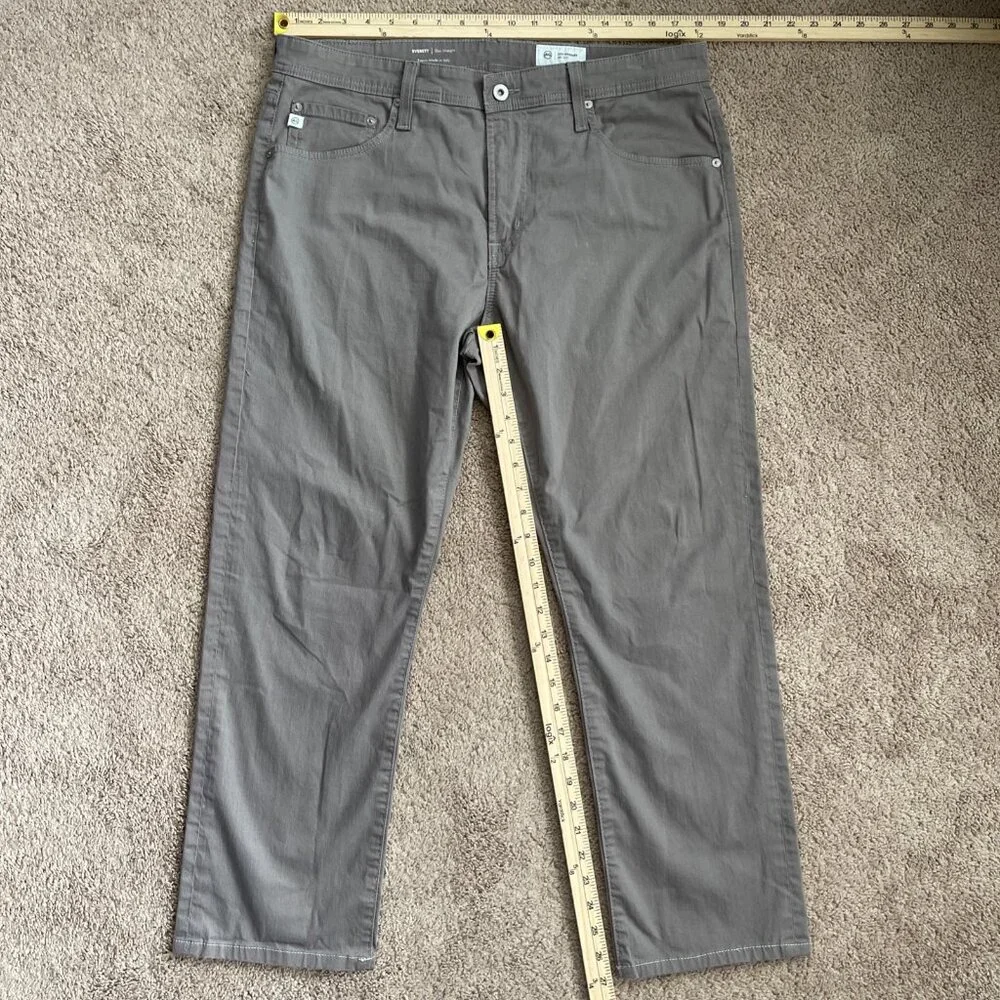 AG Adriano Goldschmied Everett Jeans Mens 36x27 Gray Denim Slim Fit Straight Leg